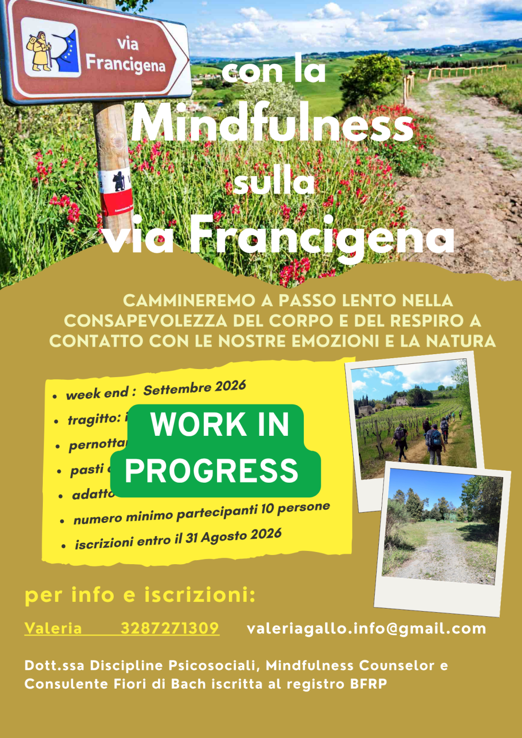 La Mindfulness sulla Via Francigena Nuove tappe – Autunno 2026 work in progress